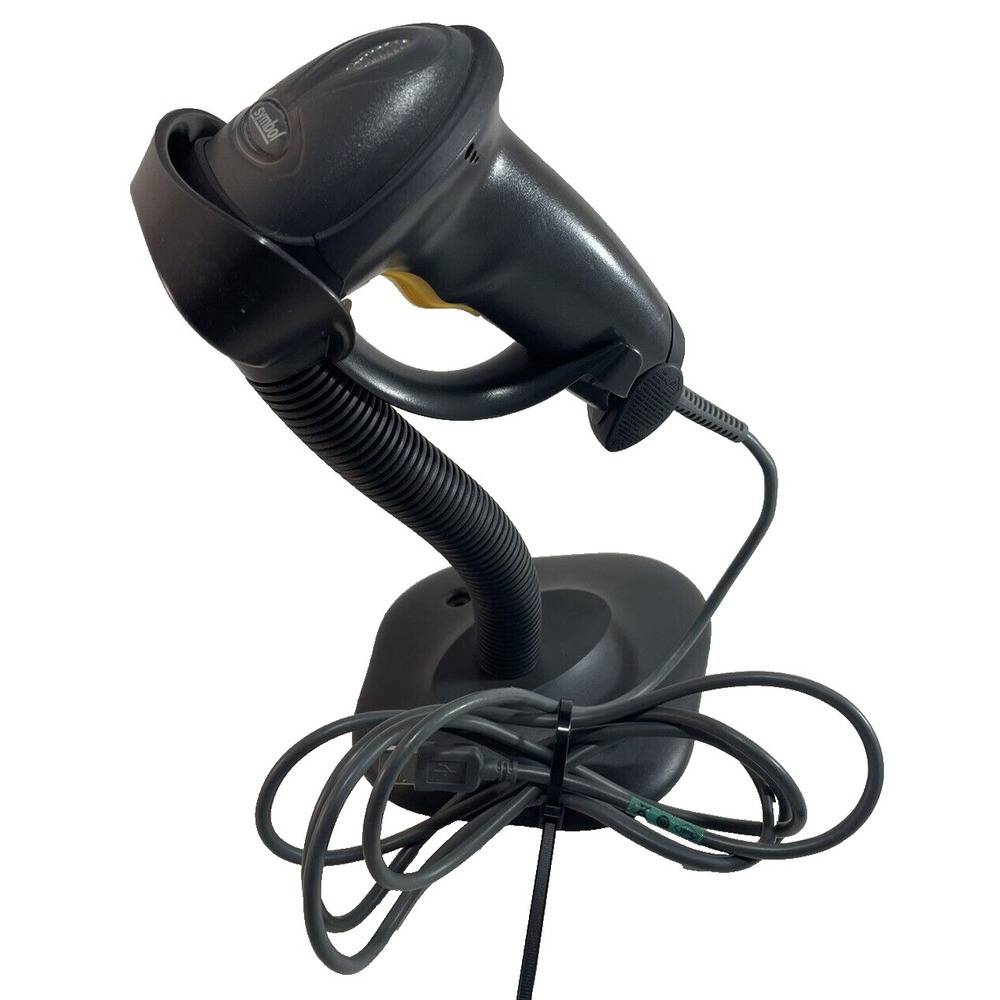 Symbol Corded USB Barcode Scanner LS2208-SR20007R-UR Black 1D Handheld w/ Stand - Picture 1 of 7
